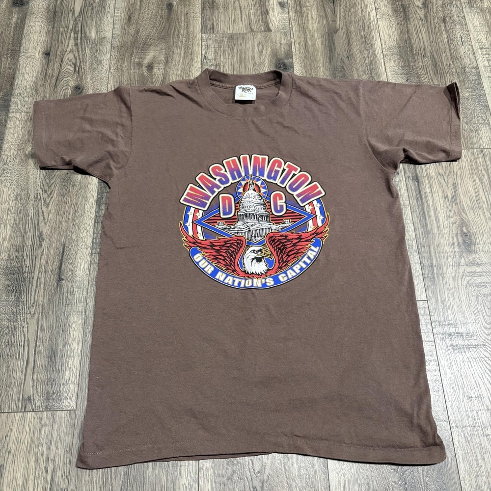 Vintage Tennessee River Shirt Mens Large Brown Washington DC Eagle Graphic Tee